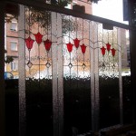 cristales vidrieras para su posterior instalación en puertas de madera